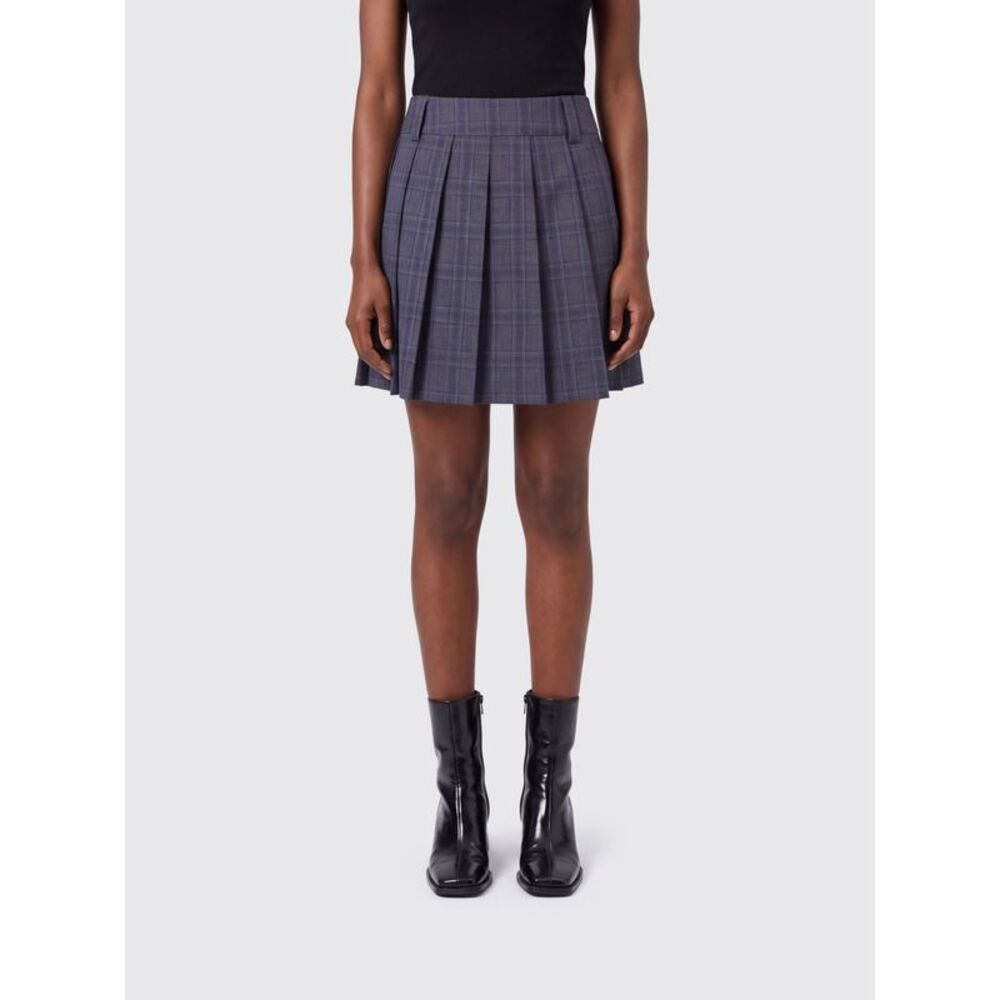 Dunst Women Dunst Check Pleated Wool-Blend Mini Skirt With Mid-Rise Waist
